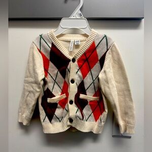 Janie and Jack cream argyle cardigan sweater size 12/18 mo.
